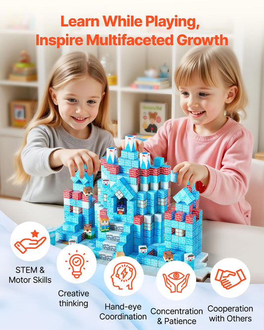 Magnetic Blocks 150 PCS Glacier Castle Set – STEM Montessori Sensory Toy