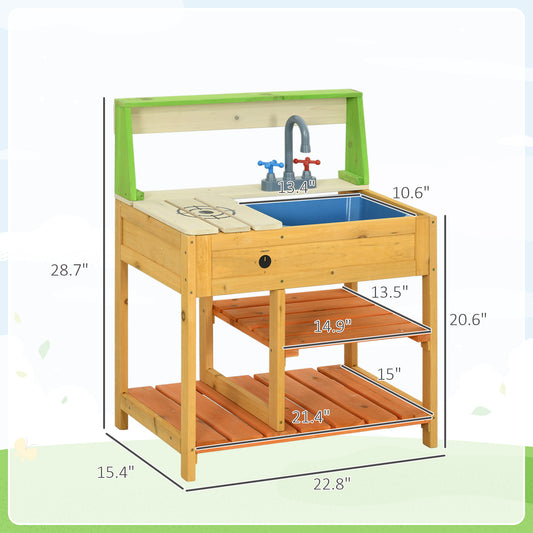 Outdoor Mud Kitchen for Kids – Wooden Play Kitchen with Sink & Storage
