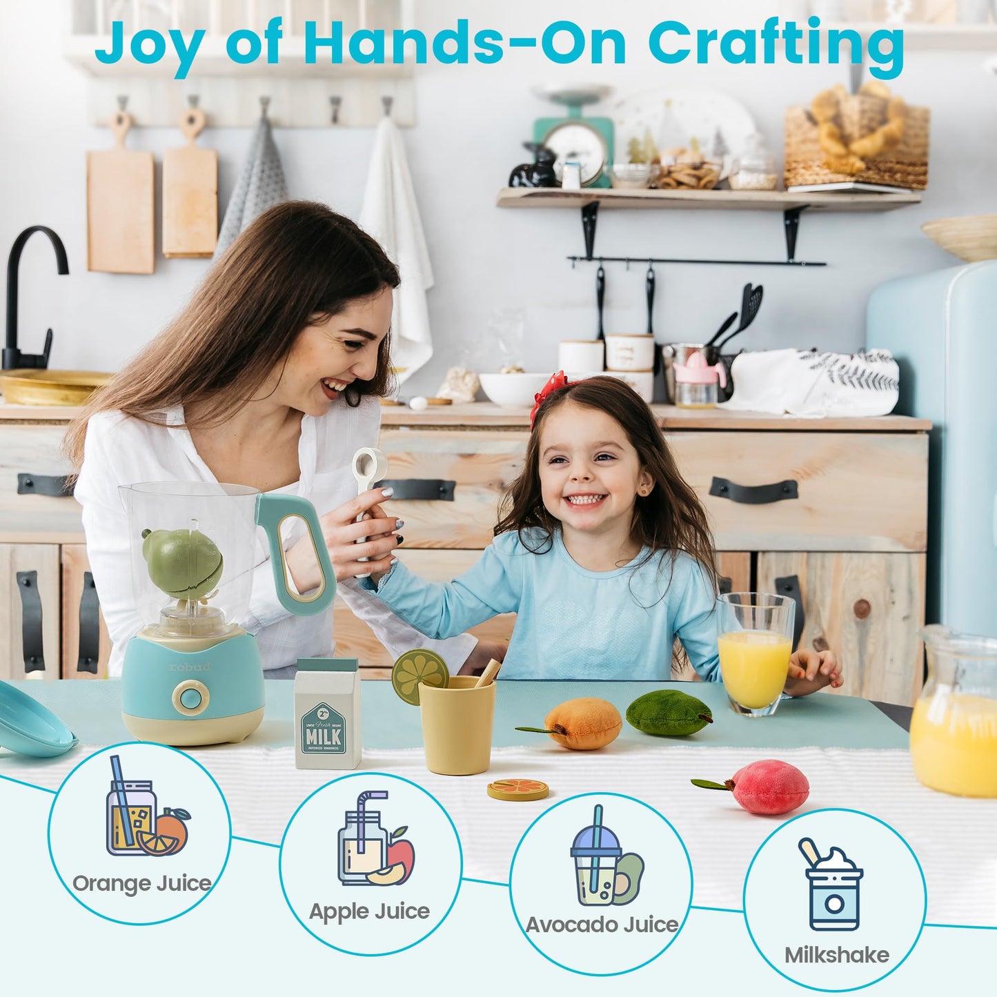 Wooden Juicing Machine Toy for Toddlers – Pretend Play Kitchen Set