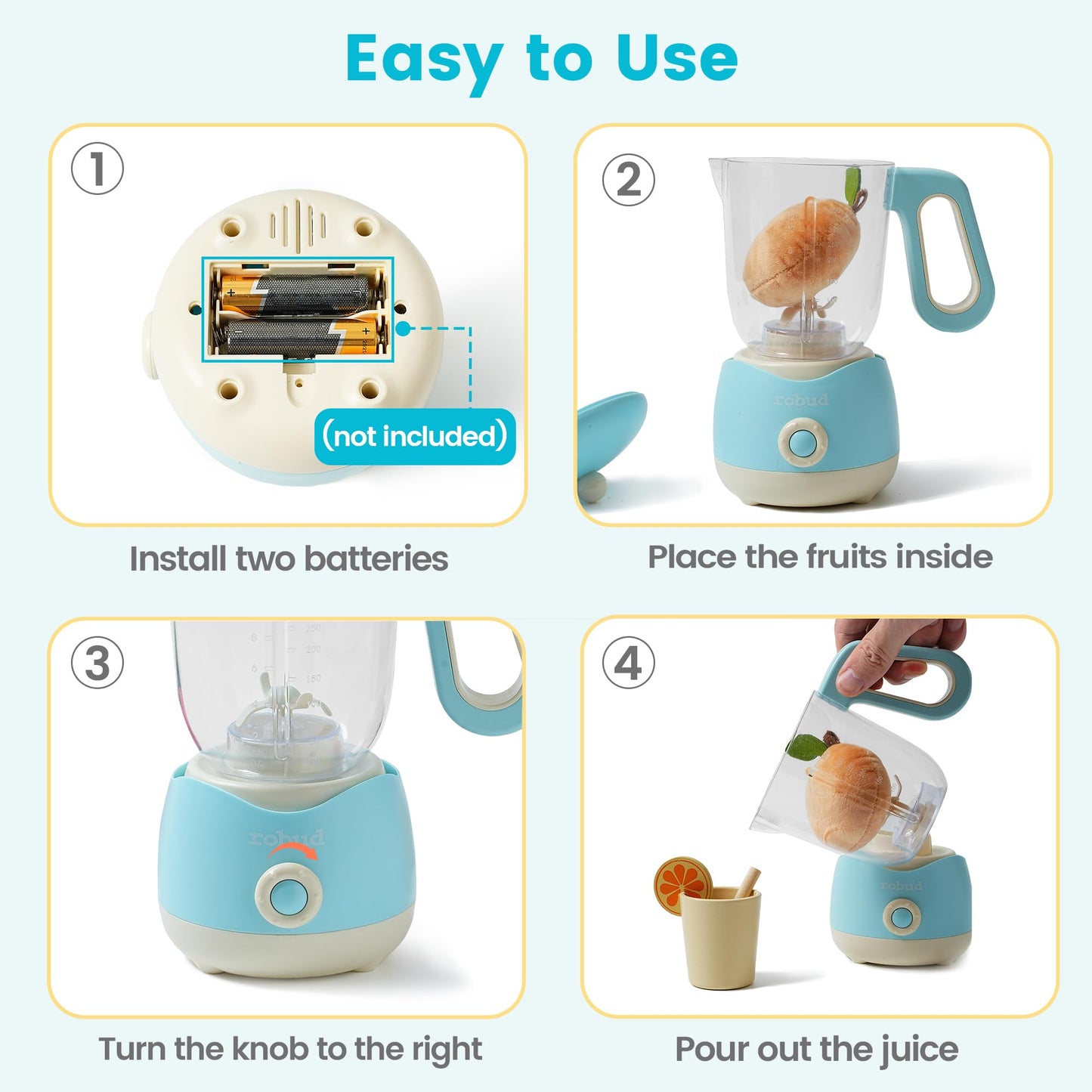 Wooden Juicing Machine Toy for Toddlers – Pretend Play Kitchen Set