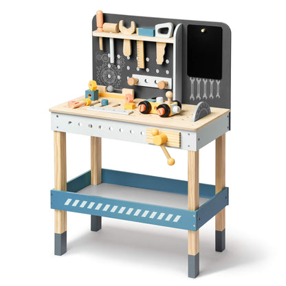 Wooden Tool Bench for Kids – Montessori Play Workbench with Tool Set