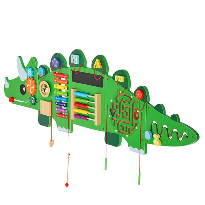 Montessori Dinosaur Activity Wall Busy Board – Sensory Panel with 11 Activities