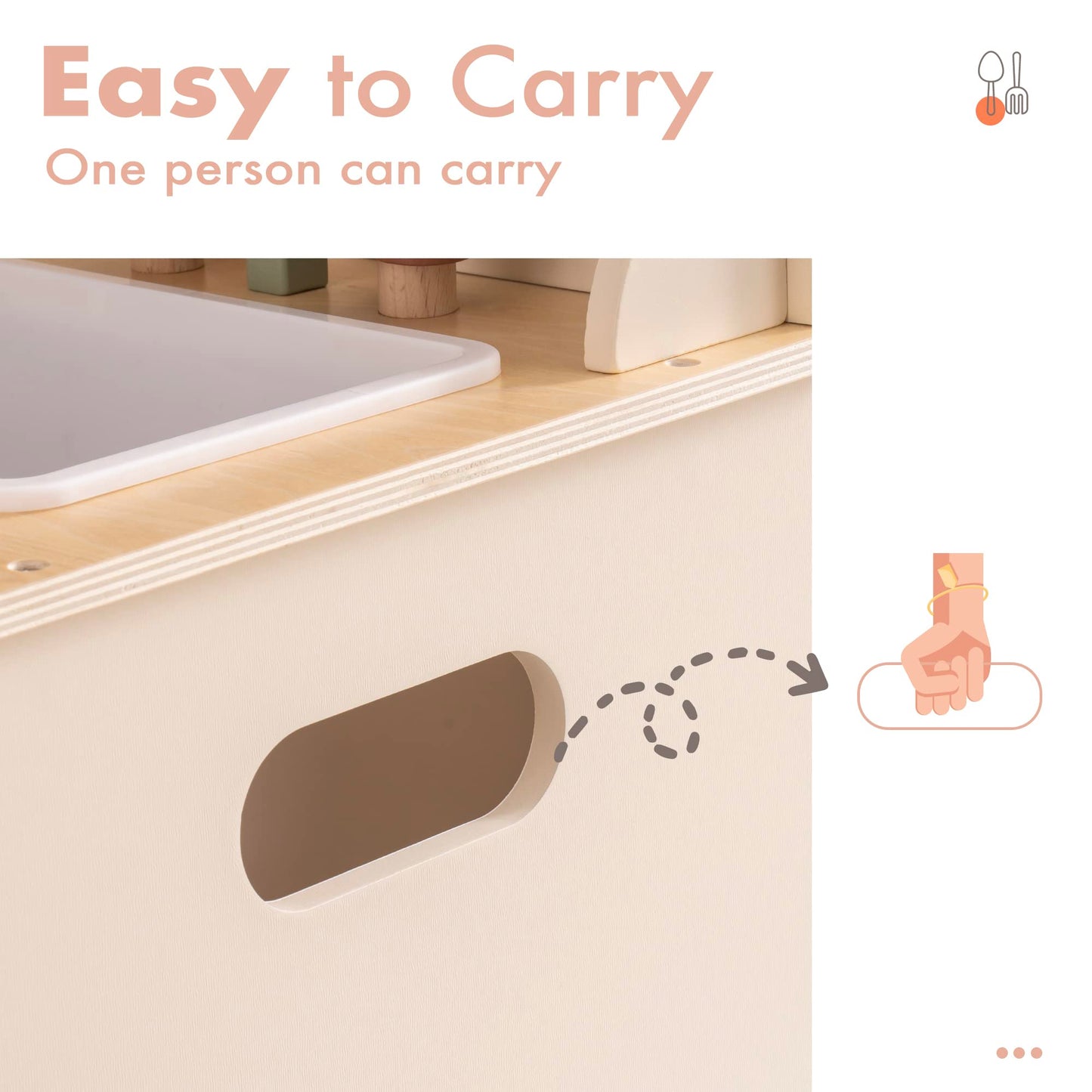 Kids Play Kitchen Set – Rustic Wooden Pretend Play Kitchen for Toddlers