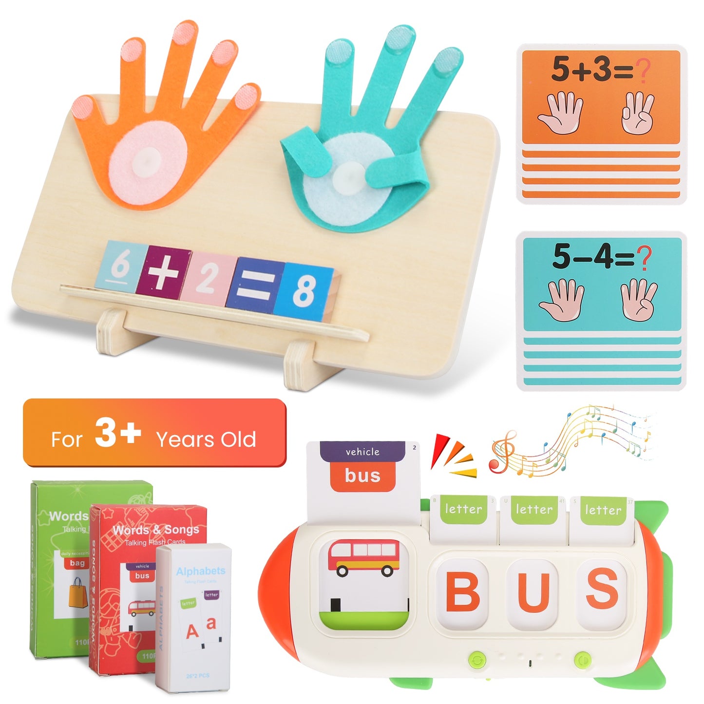 Talking Flash Cards & Finger Counting Math Board – Interactive Learning Toys for Kids 3+ | Numbers, Alphabet & Songs