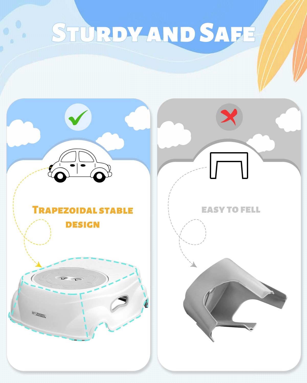 Padded 2-Step Step Stool for Kids – Non-Slip, Foldable & Sturdy Footstool