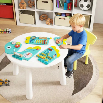 11-in-1 Dinosaur Activity Wall Busy Board Panels – Wooden Sensory Toy (Green)