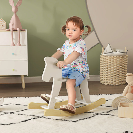 Wooden Rocking Horse Ride-On Toy for Toddlers