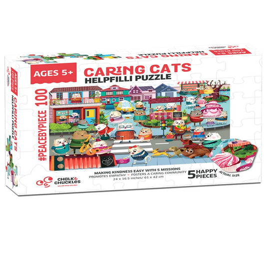 Caring Cats 100-Piece Jigsaw Puzzle – Play & Learn Kindness Puzzle for Kids