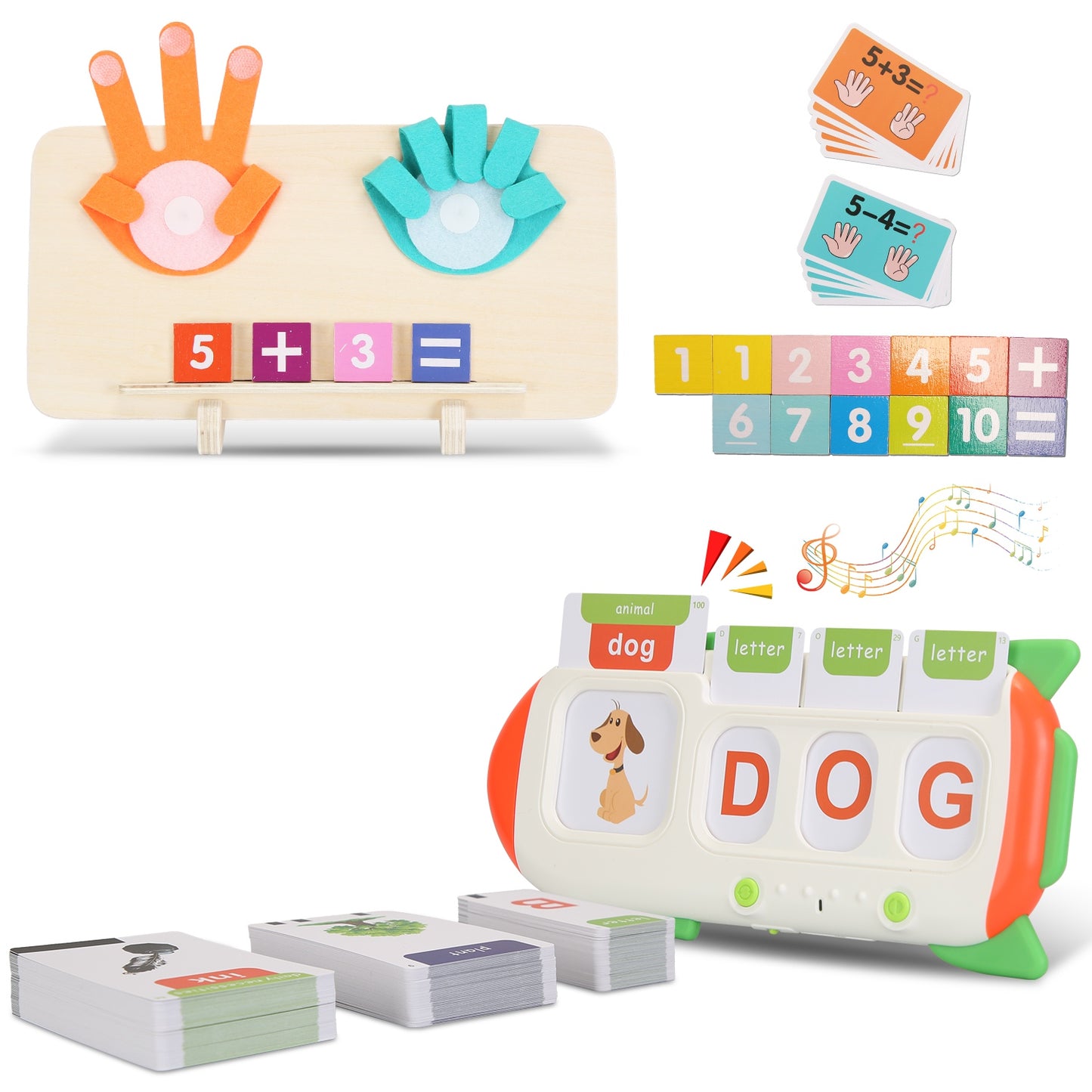 Talking Flash Cards & Finger Counting Math Board – Interactive Learning Toys for Kids 3+ | Numbers, Alphabet & Songs