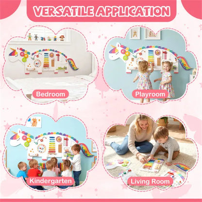 11-in-1 Activity Wall Busy Board Panels – Wooden Sensory Toy (White)